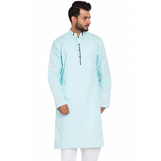 Designer kurta with Mandarin collar- Sky Blue